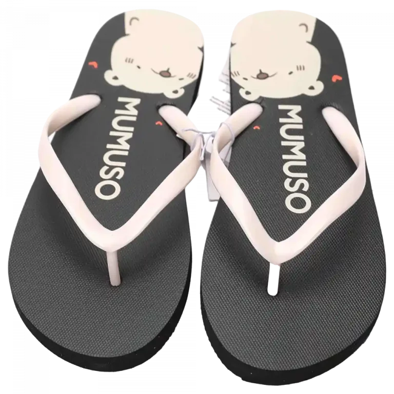 MUMUSO Damen Flip-Flops (Schwarz/40-41) mit niedlichem Bärenmotiv – ideal für den Sommer.