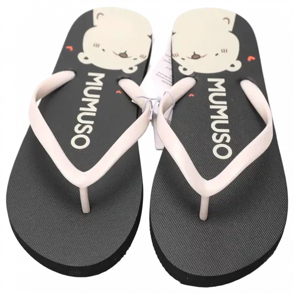 MUMUSO Damen Flip-Flops (Schwarz/40-41) mit niedlichem Bärenmotiv – ideal für den Sommer.