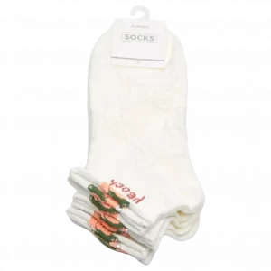 MUMUSO Damen Sneakersocken in Weiß und Pfirsich – bequem und stylisch für jeden Tag.