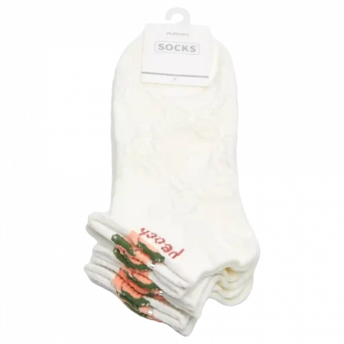 MUMUSO Damen Sneakersocken in Weiß und Pfirsich – bequem und stylisch für jeden Tag.