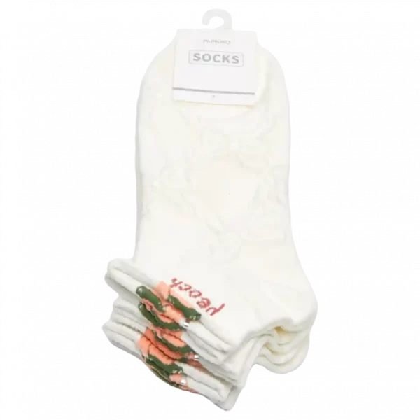 MUMUSO Damen Sneakersocken in Weiß und Pfirsich – bequem und stylisch für jeden Tag.