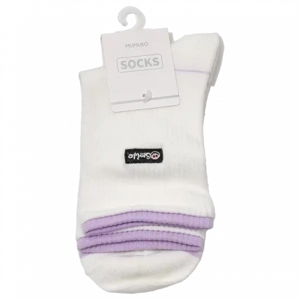 MUMUSO Damen Socken in Weiß und Lila aus Baumwolle – bequem und ideal für den Alltag.