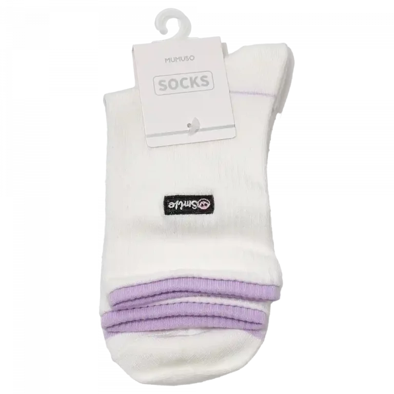 MUMUSO Damen Socken in Weiß und Lila aus Baumwolle – bequem und ideal für den Alltag.