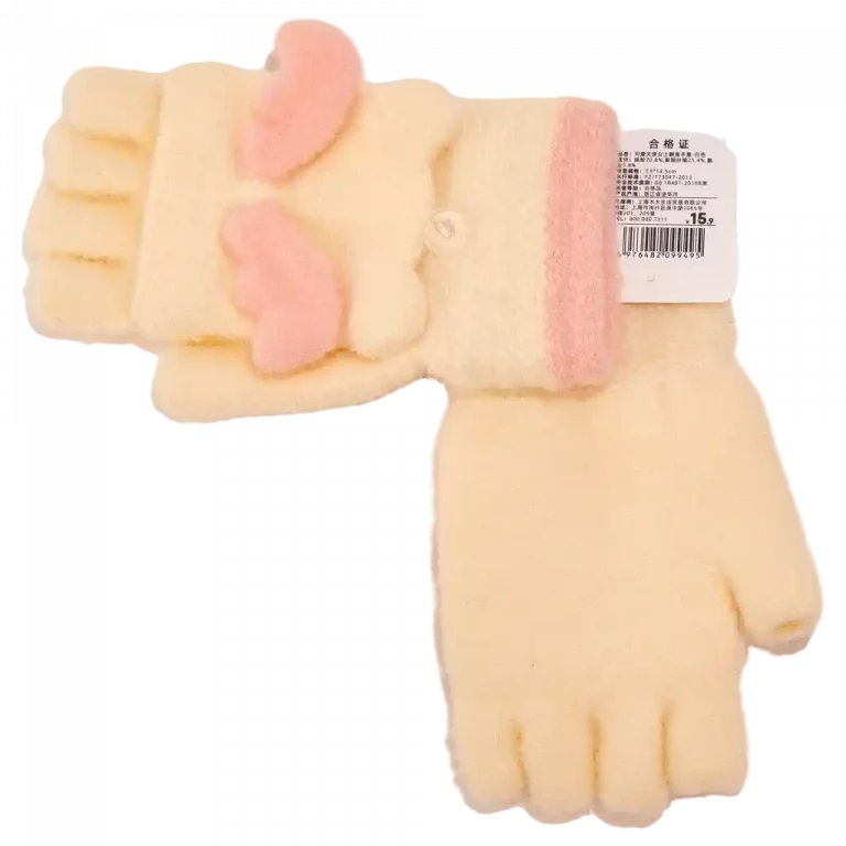 MUMUSO Damenhandschuhe in Creme mit rosa Details – ideal für kühlere Tage, bequem und stylisch.