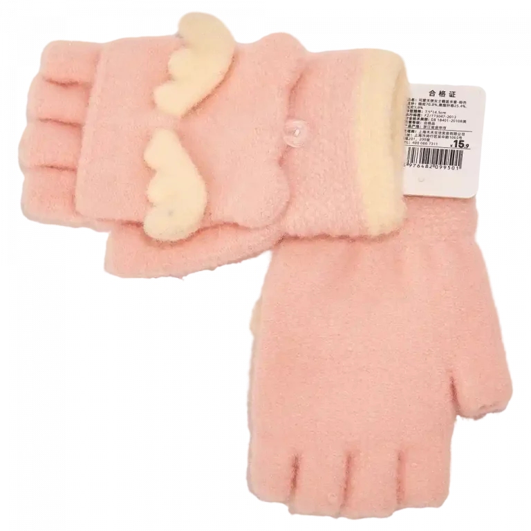 MUMUSO Damenhandschuhe aus weichem Material in Rosa mit verspieltem Design – ideal für kalte Tage.