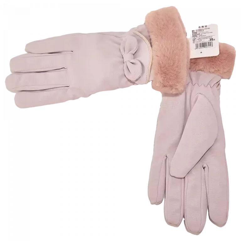 MUMUSO Damenhandschuhe in lila mit Schleife, ideal für kalte Tage und elegante Looks.