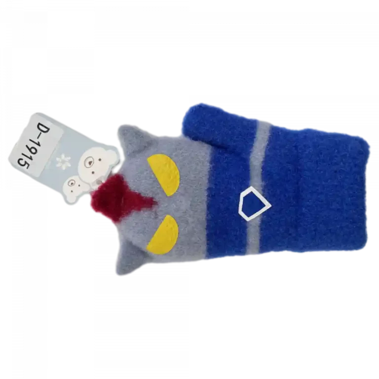 MUMUSO dicke Kinderhandschuhe (Blau) mit tierischem Print – warm und bequem für kalte Tage.