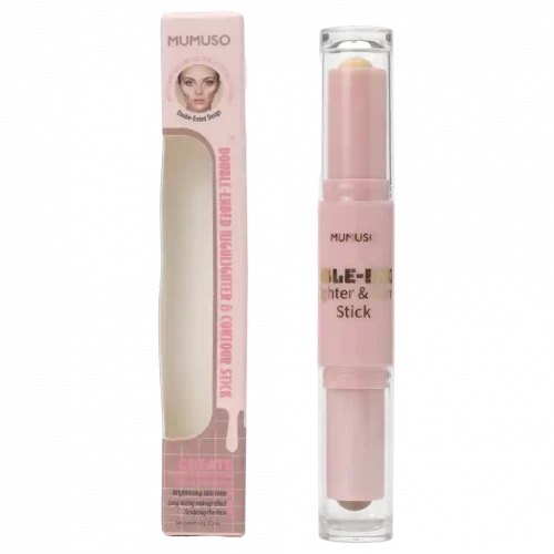 MUMUSO Double-Ended Highlighter & Contour Stick (03 Light Brown) in Rosa für ein strahlendes Make-up. Ideal für jeden Tag.