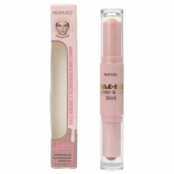MUMUSO Double-Ended Highlighter & Contour Stick (03 Light Brown) in Rosa für ein strahlendes Make-up. Ideal für jeden Tag.