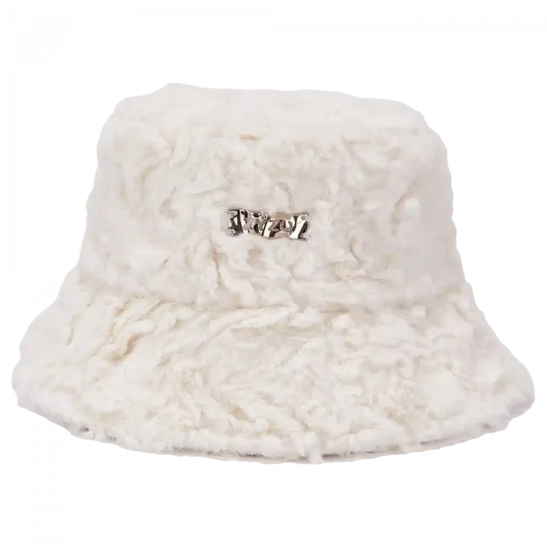MUMUSO weißer pelziger Fischerhut aus 100% Polyester – modisches und gemütliches Accessoire.