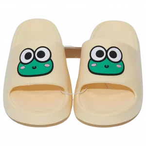 MUMUSO Frauenschuhe aus Kunststoff in Gelb (38/39) mit Frosch-Motiv – bequem und lustig für zuhause.