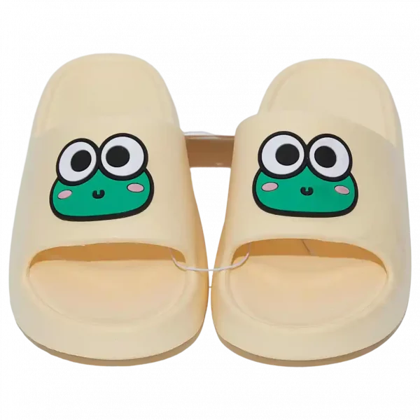 MUMUSO Frauenschuhe aus Kunststoff in Gelb (38/39) mit Frosch-Motiv – bequem und lustig für zuhause.