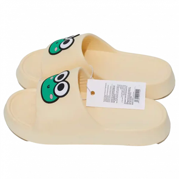 MUMUSO Frauenschuhe aus Kunststoff in Gelb (38/39) mit Frosch-Motiv – bequem und lustig für zuhause.