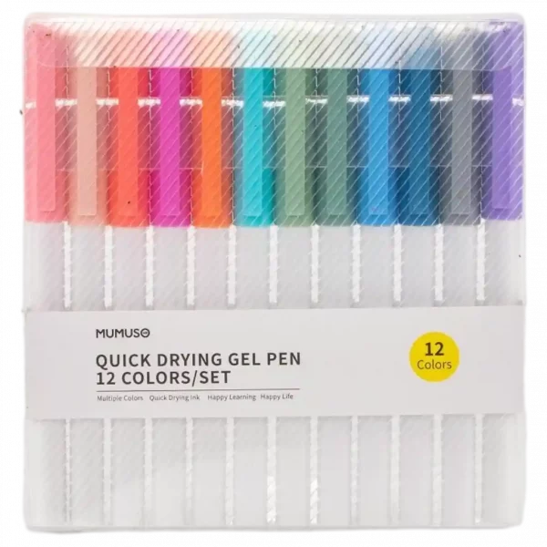 MUMUSO Gelstifte Set mit 12 Farben – ideales Schreibwerkzeug für kreative Projekte und Alltag.