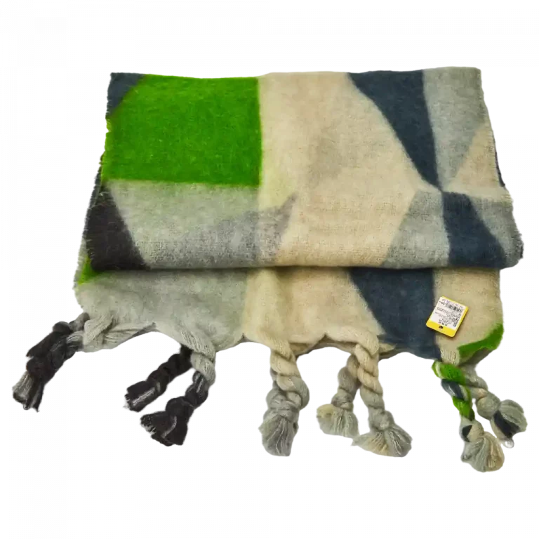 MUMUSO geometrische farbige Schal in grün und beige – ideal für den Frühling und Herbst.