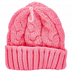 MUMUSO grob gestrickte wollmütze in pink – warm und stylisch für kalte Tage.