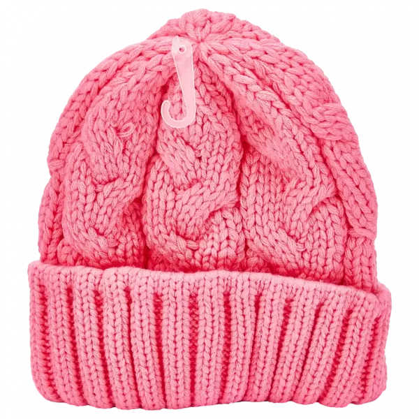 MUMUSO grob gestrickte wollmütze in pink – warm und stylisch für kalte Tage.