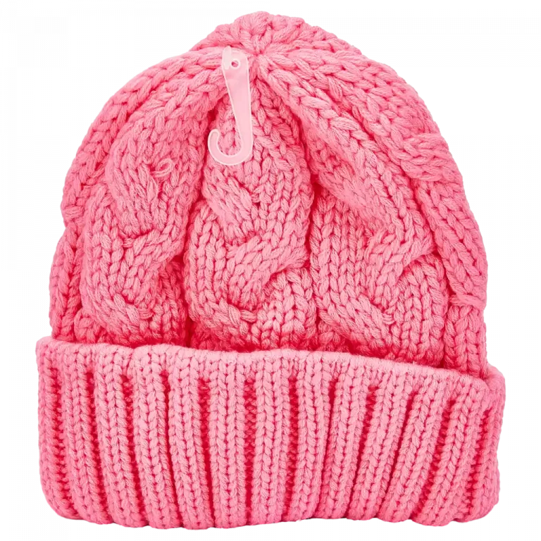 MUMUSO grob gestrickte wollmütze in pink – warm und stylisch für kalte Tage.