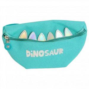 MUMUSO Gürteltasche mit Dinosaurier-Motiv in Grün – ideal für Kinder zum Reisen oder Spielen.