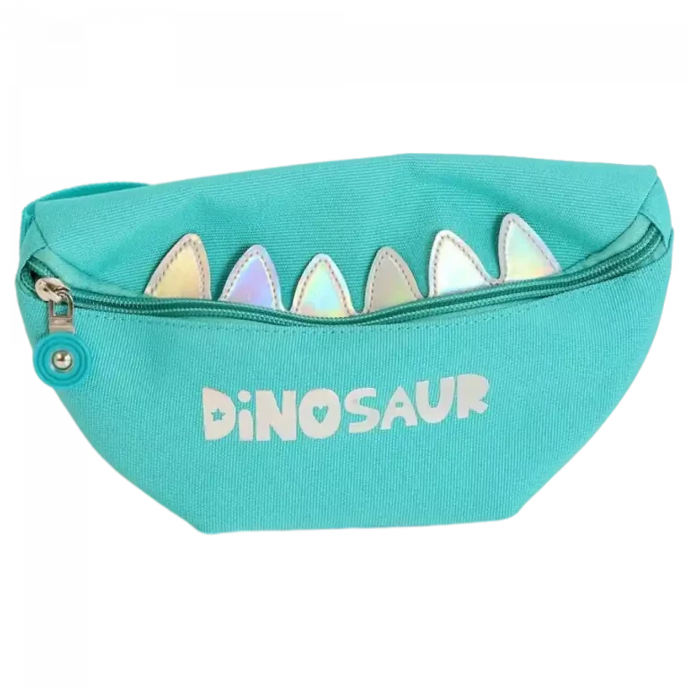 MUMUSO Gürteltasche mit Dinosaurier-Motiv in Grün – ideal für Kinder zum Reisen oder Spielen.