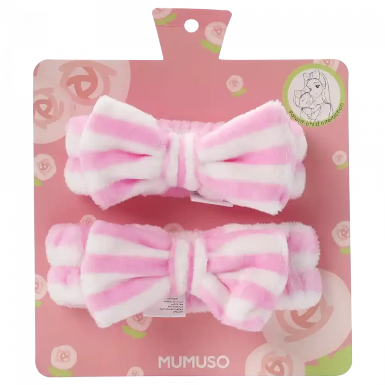 MUMUSO Haarbänder für Mutter und Tochter, rosa mit Streifen – stylisch und weich für den täglichen Gebrauch.