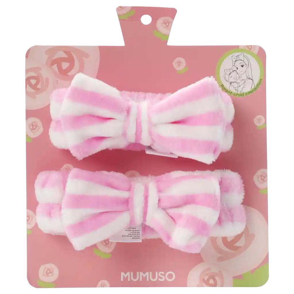 MUMUSO Haarbänder für Mutter und Tochter, rosa mit Streifen – stylisch und weich für den täglichen Gebrauch.