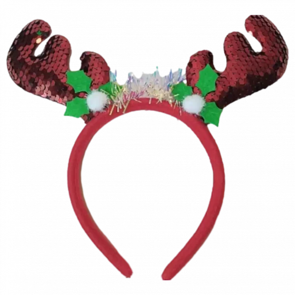 MUMUSO Haarband mit Antlers, rot und glitzernd – ideal für festliche Anlässe wie Weihnachten oder Partys.