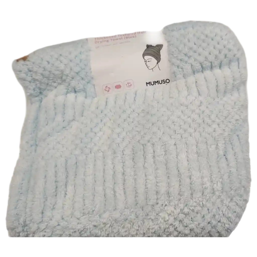 mumuso_haartrocknungskapuze_polyester_153g_blau.webp MUMUSO Haartrocknungskapuze aus Polyester (Blau) – ideal zum schnellen Trocknen der Haare nach dem Waschen.