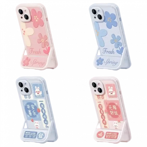 MUMUSO Handyhülle mit Kickstand für iPhone 15 Pro Max aus TPU und PC (Rosa), idealer Schutz und praktische Funktion.