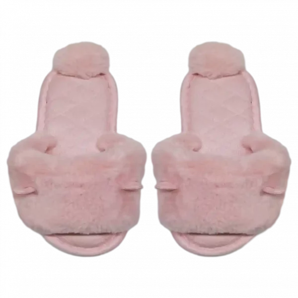 MUMUSO Hausschuhe für Damen mit Kaninchenohren und Pompon in Rosa – bequem und ideal für Zuhause.
