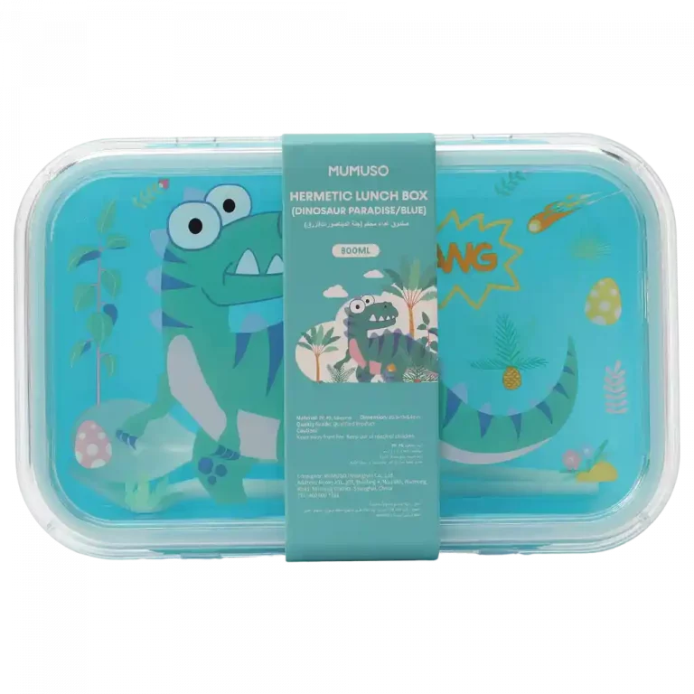 MUMUSO hermetische Lunchbox (Blau) mit Dinosauriern, ideal für die Lunch-Pause zur Aufbewahrung von Speisen.