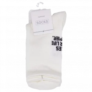 MUMUSO Socken für Herren in Weiß mit Schriftzug – bequem und ideal für den Alltag.