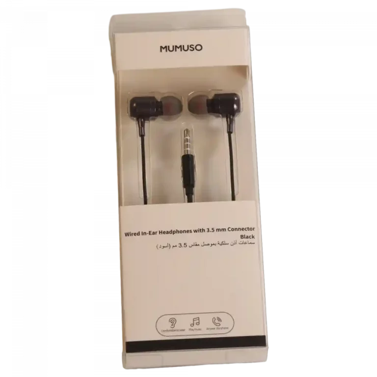MUMUSO Kabelgebundene In-Ear Kopfhörer mit 3,5 mm Anschluss (Schwarz) – ideal für Musikgenuss unterwegs.