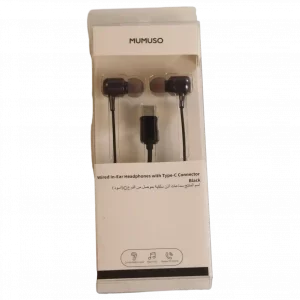 MUMUSO kabelgebundene In-Ear Kopfhörer mit Typ-C Stecker in Schwarz – ideal für Musikliebhaber.