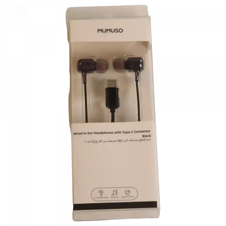MUMUSO kabelgebundene In-Ear Kopfhörer mit Typ-C Stecker in Schwarz – ideal für Musikliebhaber.