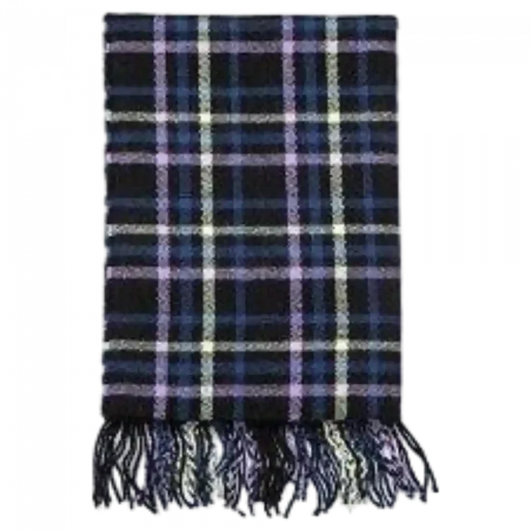 MUMUSO Karoschal in Schwarz mit Blau und Weiß – ideal für den Herbst und Winter.