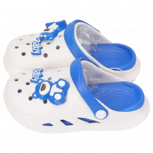 MUMUSO bequeme Kinder-Crocs (Weiß/Blau) aus EVA, ideal für den Garten oder die Freizeit.