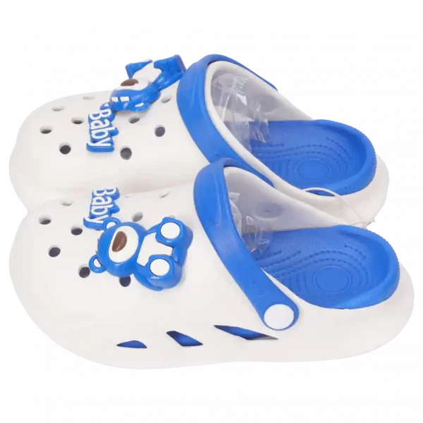 MUMUSO bequeme Kinder-Crocs (Weiß/Blau) aus EVA, ideal für den Garten oder die Freizeit.