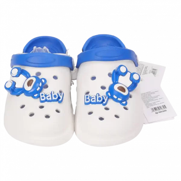 MUMUSO bequeme Kinder-Crocs (Weiß/Blau) aus EVA, ideal für den Garten oder die Freizeit.