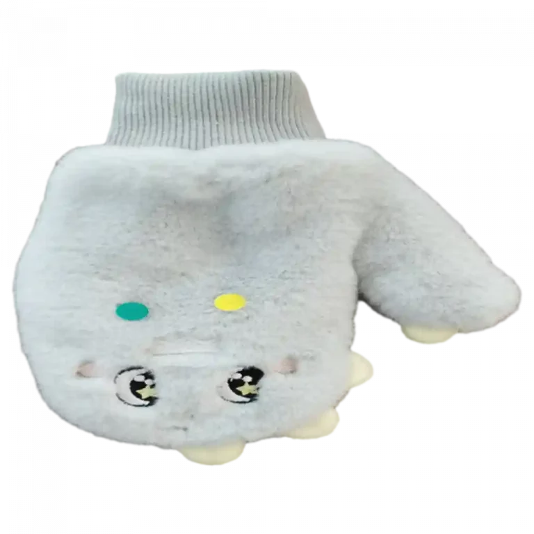 MUMUSO Kinderhandschuhe in grau mit Dinosaurier-Motiv – warm und weich für kalte Tage.