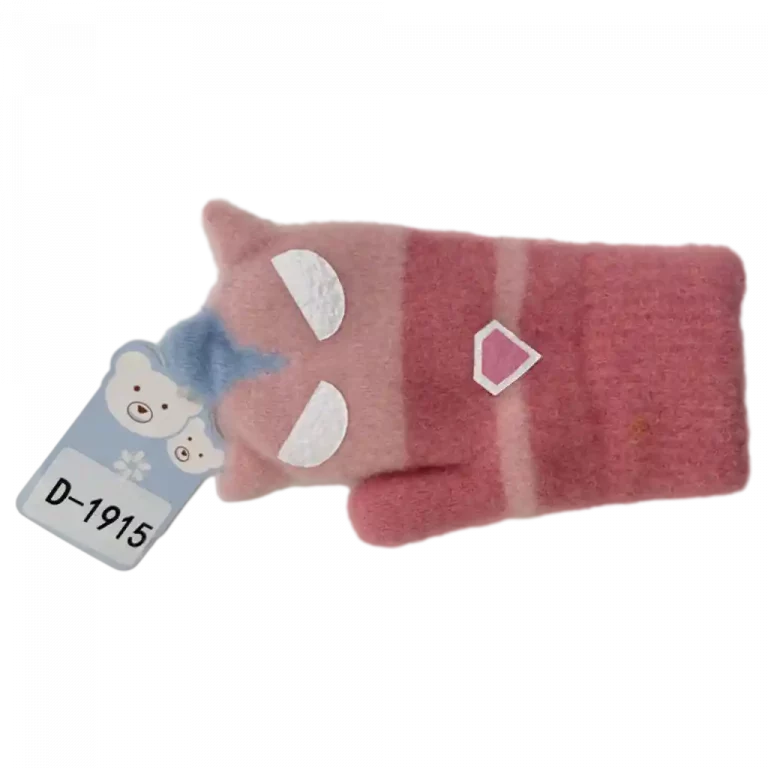 MUMUSO Kinderhandschuhe aus dicker Wolle in Rosa mit Tiermotiv – weich und warm für kalte Tage.