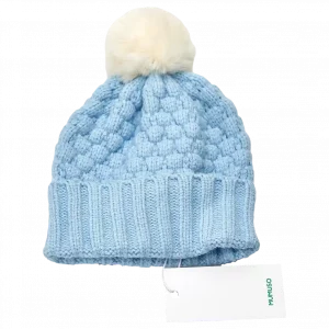 MUMUSO Kinder Wintermütze in Blau mit Pompon – warme und stylische Kopfbedeckung für kalte Tage.