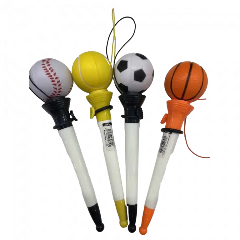 MUMUSO Kugelschreiber mit ballformiger Kappe, ideal für Schule oder Büro. Unterhaltsames Schreibwerkzeug mit Sportmotiven.