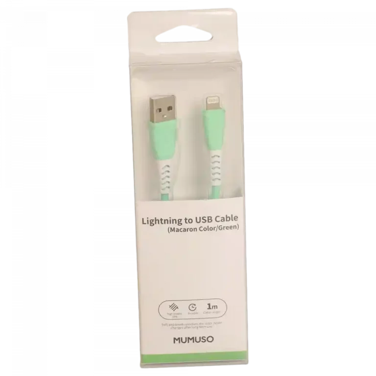 MUMUSO Lightning zu USB Kabel (Grün) – praktisches Ladekabel für Apple Geräte mit einer Länge von 1 m.