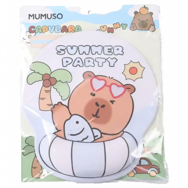 MUMUSO Mauspad mit Handballenauflage, Sommerparty mit Capybara – ideal für Büro oder Homeoffice.