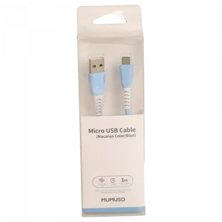MUMUSO Micro USB Kabel (Macaron Farbe/Blau) in 1 m länge – ideal für Android Geräte mit weichem TPE-Material.