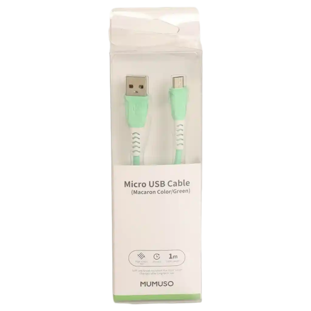 MUMUSO Micro USB Kabel (Grün) aus TPE, 1 m lang – ideal für Android-Geräte und mobile Technik.