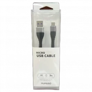 MUMUSO Nylon Micro USB Kabel (1m) in Schwarz – hochwertiges Kabel für schnelles Laden und Datentransfer.