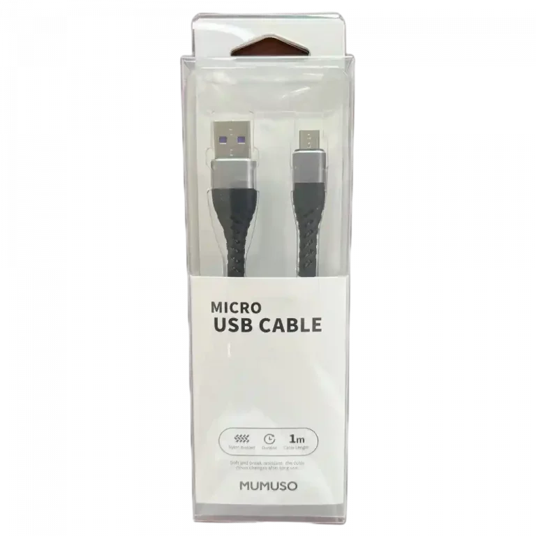 MUMUSO Nylon Micro USB Kabel (1m) in Schwarz – hochwertiges Kabel für schnelles Laden und Datentransfer.