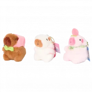 MUMUSO Plüschanhänger Capybara mit grüner Schleife, ideal für Kinder und als Geschenk.
